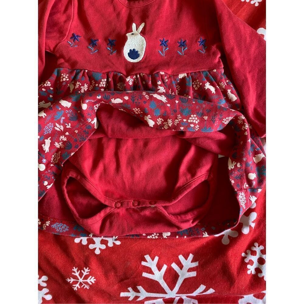 Piccalilly infant girls, longsleeved bunny organic cotton dress size 3/6 months - Picture 5 of 8